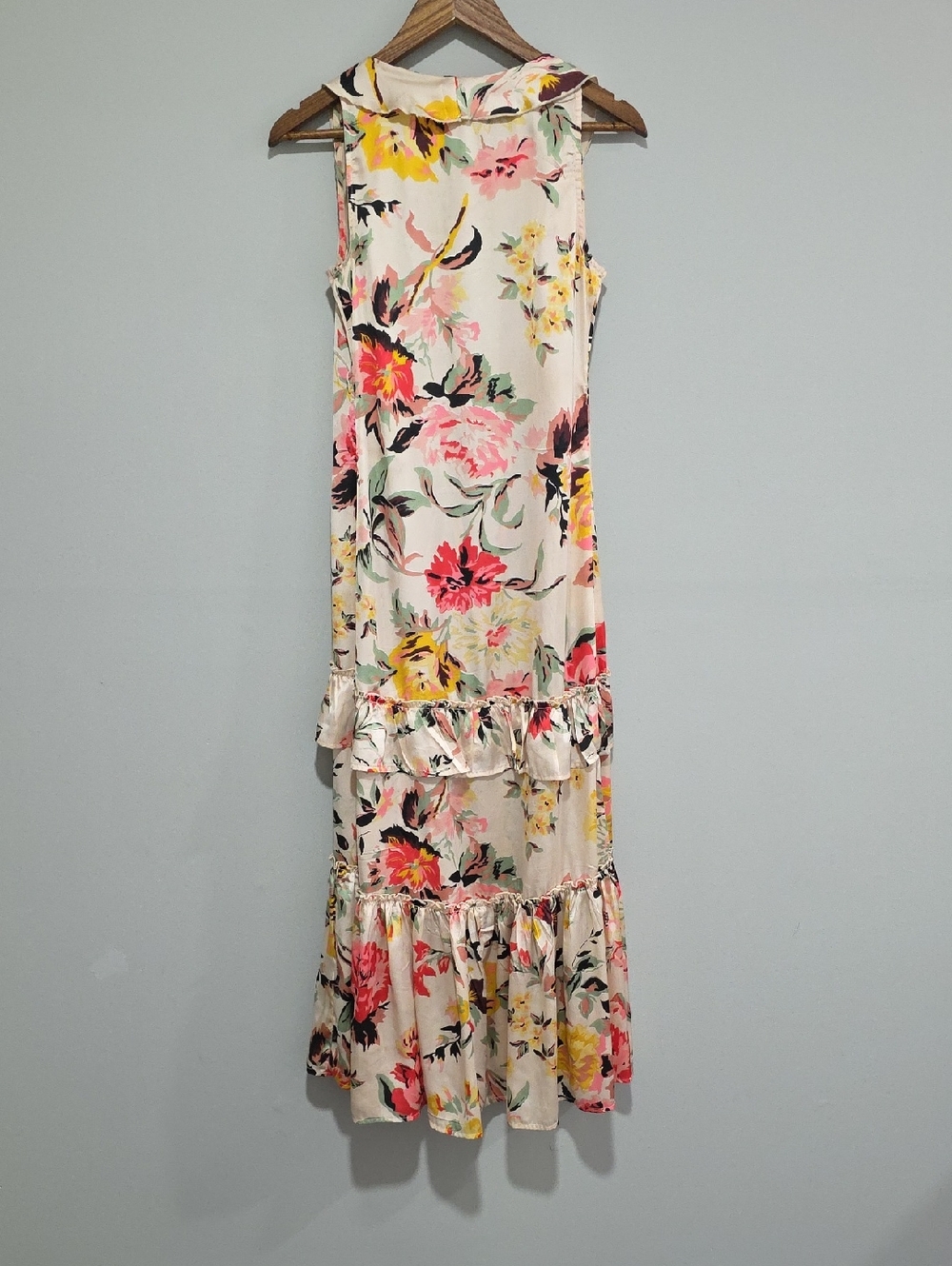 Love Like Summer x Billabong Sleeveless Floral Ruffle Cover Up Dress Cream Pink - Picture 5 of 5